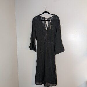 Anthropology NWT Black Crochet Bathing Suit/Beach Coverup Made in India Size S